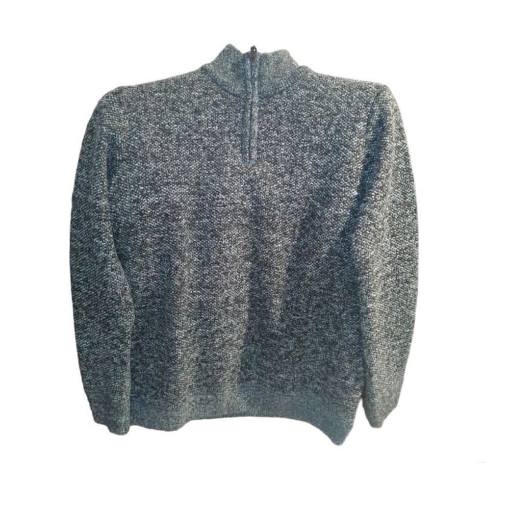 Half zip crew neck in blue